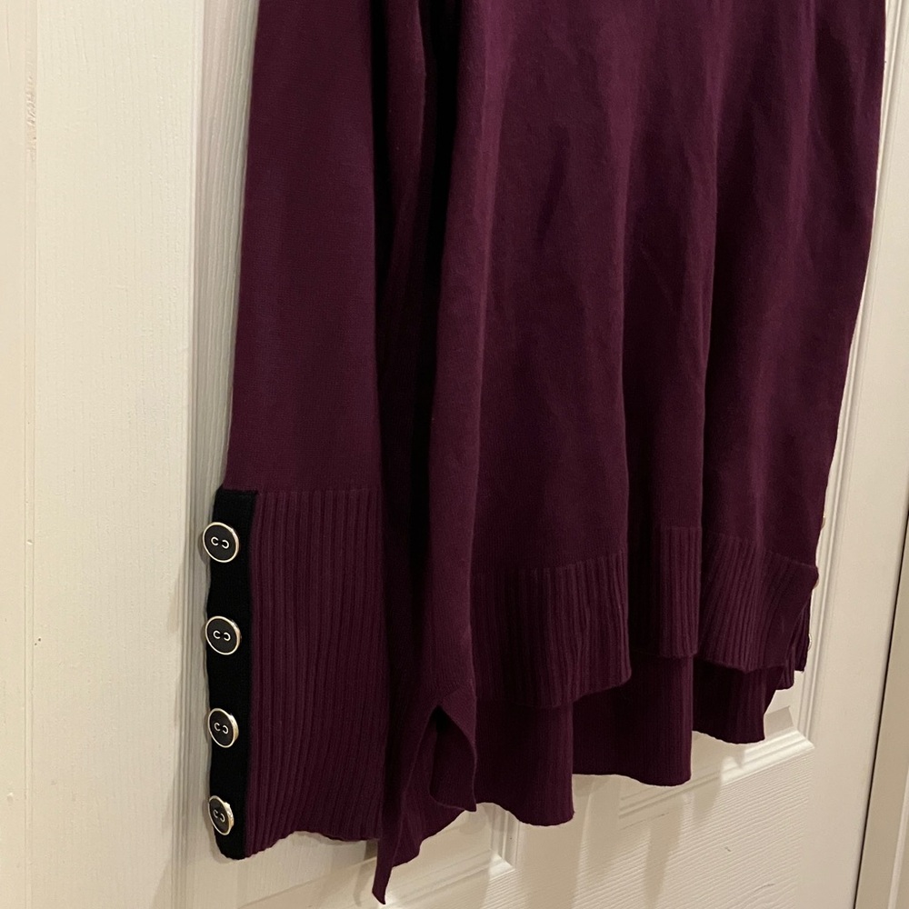 Melissa Paige Cowl Neck Knit Sweater L Button Sleeve Purple Plum Wine - Picture 5 of 5